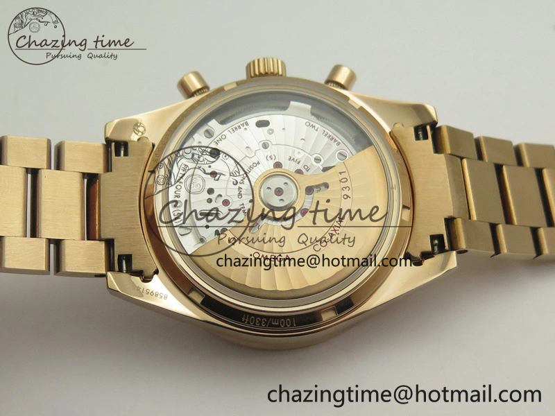 Speedmaster ’57 Co-Axial RG OMF 1:1 Best Edition Black Dial On RG Bracelet A9300 (Free Leather Strap)