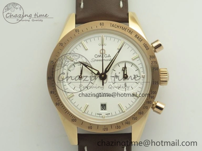 Speedmaster ’57 Co-Axial RG OMF 1:1 Best Edition White Dial On Leather Strap A9300 (Free Leather Strap)