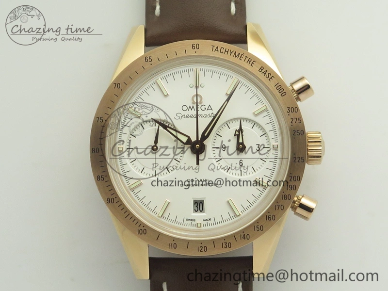 Speedmaster ’57 Co-Axial RG OMF 1:1 Best Edition White Dial On Leather Strap A9300 (Free Leather Strap)