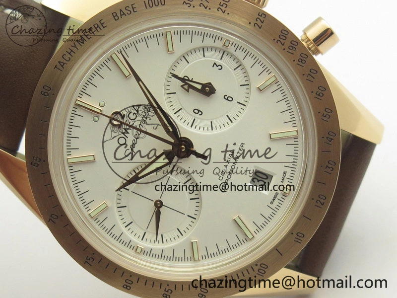 Speedmaster ’57 Co-Axial RG OMF 1:1 Best Edition White Dial On Leather Strap A9300 (Free Leather Strap)