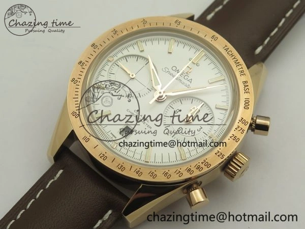 Speedmaster ’57 Co-Axial RG OMF 1:1 Best Edition White Dial On Leather Strap A9300 (Free Leather Strap)