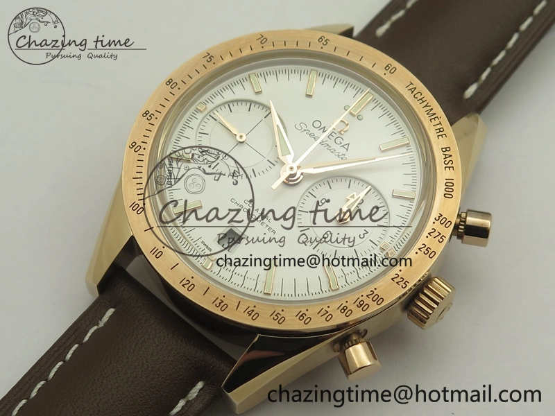 Speedmaster ’57 Co-Axial RG OMF 1:1 Best Edition White Dial On Leather Strap A9300 (Free Leather Strap)