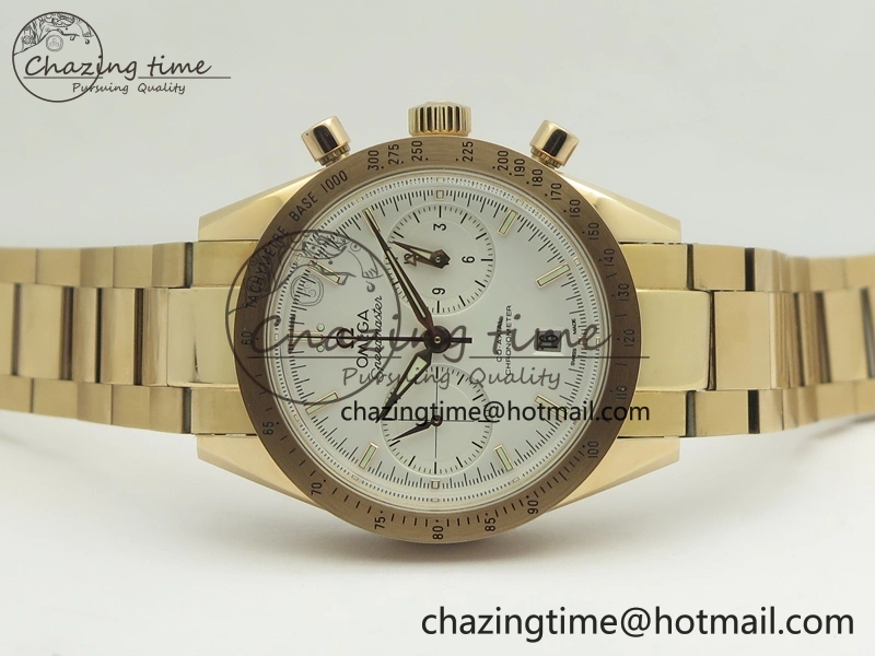 Speedmaster ’57 Co-Axial RG OMF 1:1 Best Edition White Dial On RG Bracelet A9300 (Free Leather Strap)