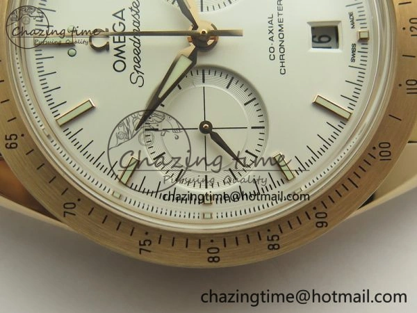 Speedmaster ’57 Co-Axial RG OMF 1:1 Best Edition White Dial On RG Bracelet A9300 (Free Leather Strap)