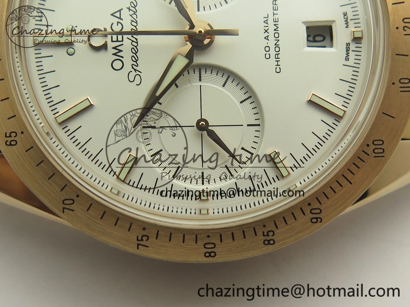 Speedmaster ’57 Co-Axial RG OMF 1:1 Best Edition White Dial On RG Bracelet A9300 (Free Leather Strap)
