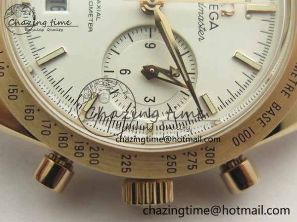 Speedmaster ’57 Co-Axial RG OMF 1:1 Best Edition White Dial On RG Bracelet A9300 (Free Leather Strap)