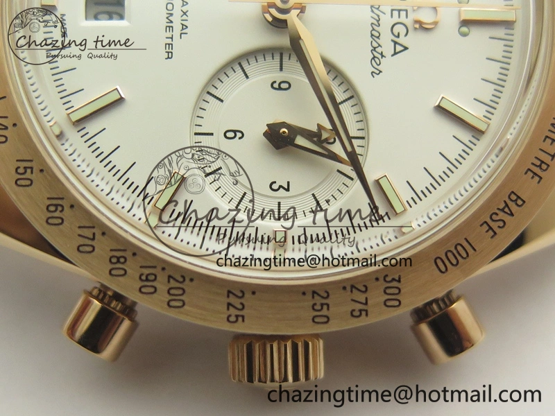 Speedmaster ’57 Co-Axial RG OMF 1:1 Best Edition White Dial On RG Bracelet A9300 (Free Leather Strap)