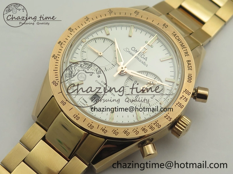 Speedmaster ’57 Co-Axial RG OMF 1:1 Best Edition White Dial On RG Bracelet A9300 (Free Leather Strap)
