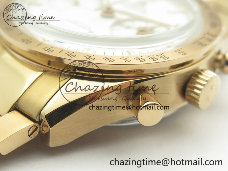Speedmaster ’57 Co-Axial RG OMF 1:1 Best Edition White Dial On RG Bracelet A9300 (Free Leather Strap)