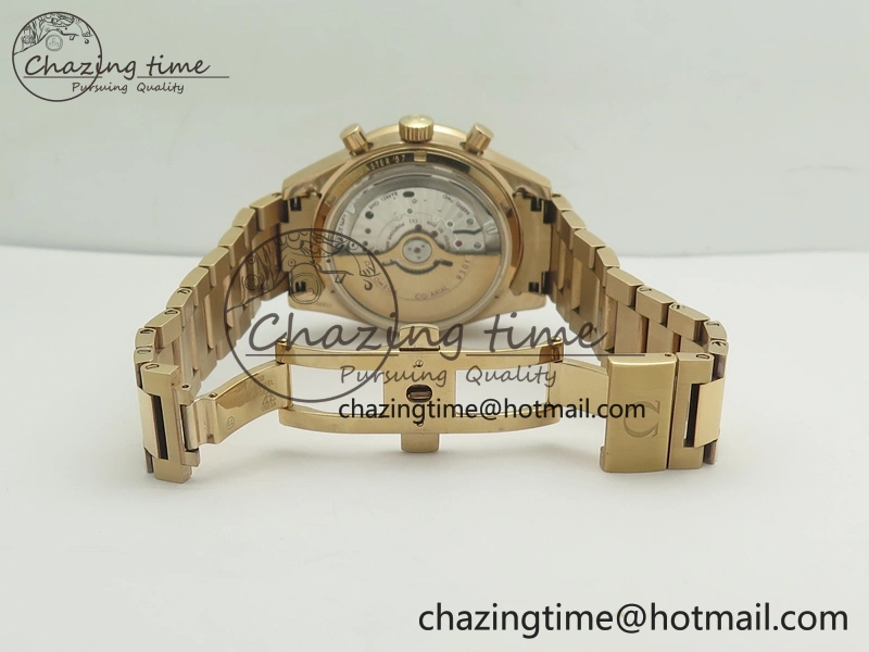 Speedmaster ’57 Co-Axial RG OMF 1:1 Best Edition White Dial On RG Bracelet A9300 (Free Leather Strap)
