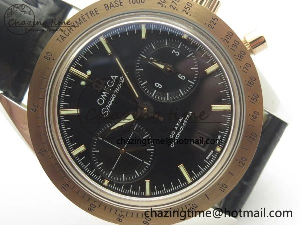 Speedmaster ’57 Co-Axial SS RG OMF 1:1 Best Edition Black Dial On Leather Strap A9300 (Free Leather Strap)