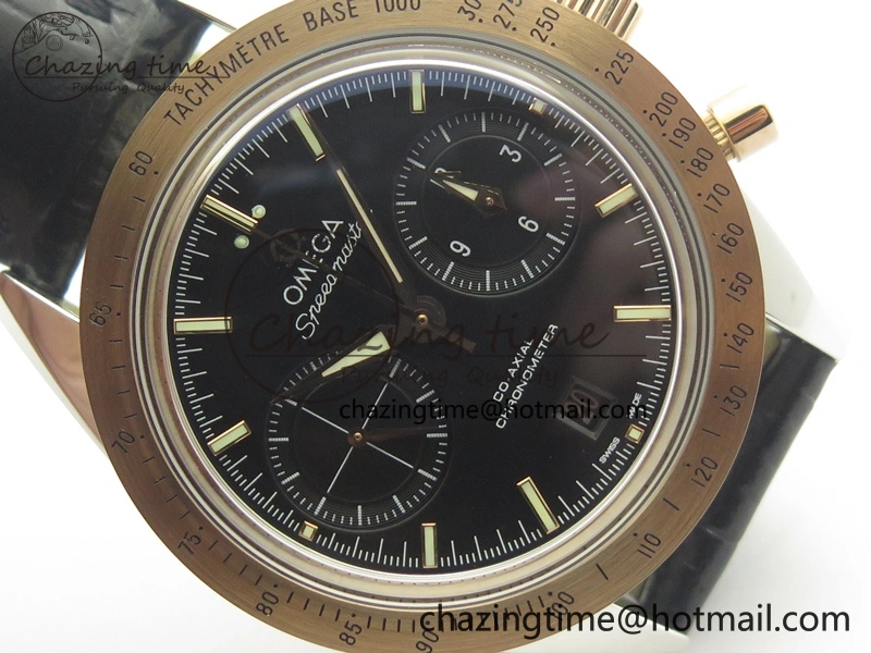 Speedmaster ’57 Co-Axial SS RG OMF 1:1 Best Edition Black Dial On Leather Strap A9300 (Free Leather Strap)