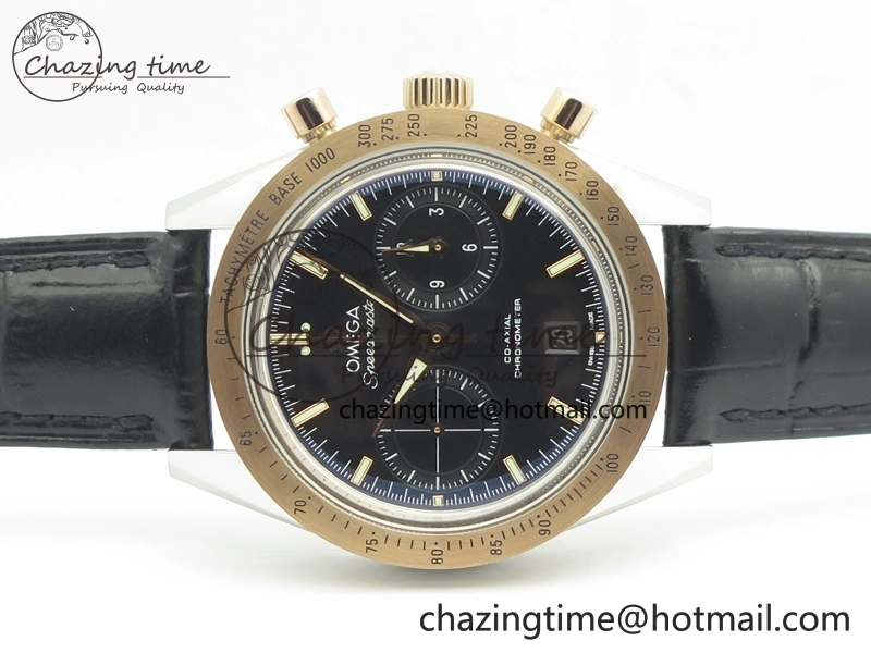 Speedmaster ’57 Co-Axial SS RG OMF 1:1 Best Edition Black Dial On Leather Strap A9300 (Free Leather Strap)