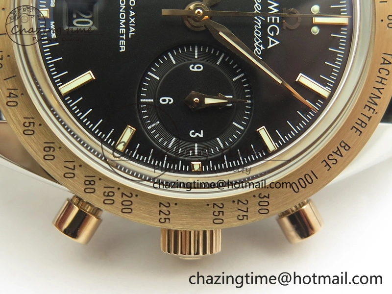 Speedmaster ’57 Co-Axial SS RG OMF 1:1 Best Edition Black Dial On Leather Strap A9300 (Free Leather Strap)