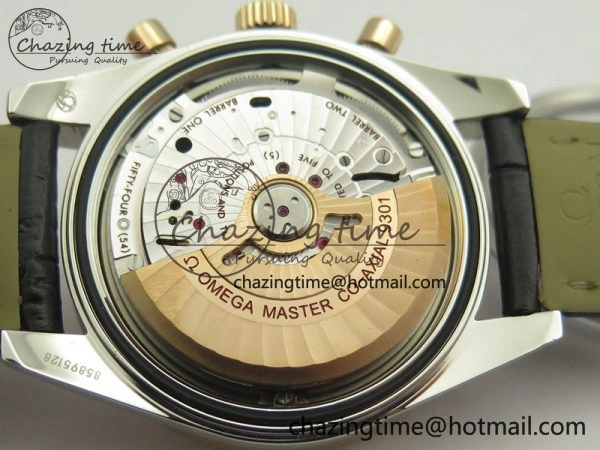Speedmaster ’57 Co-Axial SS RG OMF 1:1 Best Edition Black Dial On Leather Strap A9300 (Free Leather Strap)