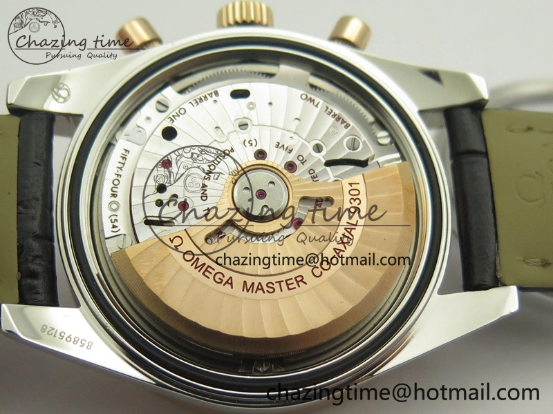 Speedmaster ’57 Co-Axial SS RG OMF 1:1 Best Edition Black Dial On Leather Strap A9300 (Free Leather Strap)