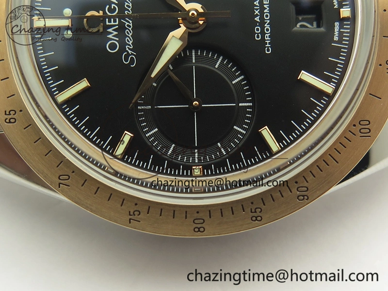 Speedmaster ’57 Co-Axial SS RG OMF 1:1 Best Edition Black Dial On SS RG Bracelet A9300 (Free Leather Strap)