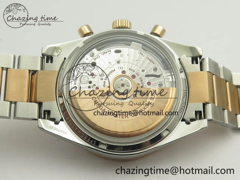 Speedmaster ’57 Co-Axial SS RG OMF 1:1 Best Edition Black Dial On SS RG Bracelet A9300 (Free Leather Strap)