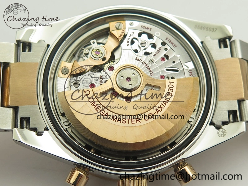 Speedmaster ’57 Co-Axial SS RG OMF 1:1 Best Edition Black Dial On SS RG Bracelet A9300 (Free Leather Strap)