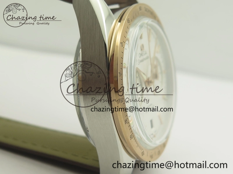 Speedmaster ’57 Co-Axial SS RG OMF 1:1 Best Edition White Dial On Leather Strap A9300 (Free Leather Strap)