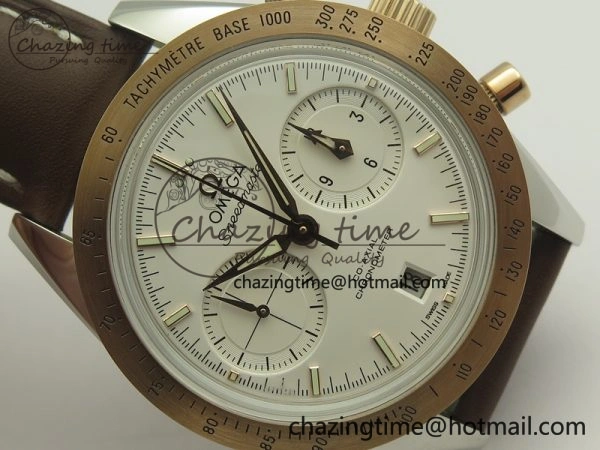 Speedmaster ’57 Co-Axial SS RG OMF 1:1 Best Edition White Dial On Leather Strap A9300 (Free Leather Strap)