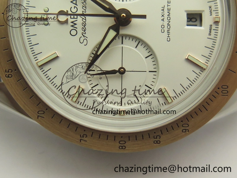 Speedmaster ’57 Co-Axial SS RG OMF 1:1 Best Edition White Dial On Leather Strap A9300 (Free Leather Strap)