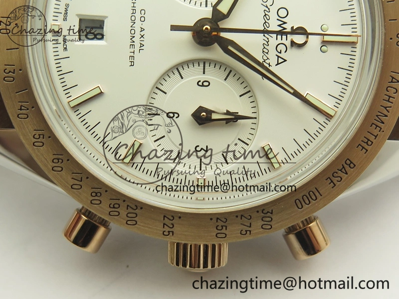 Speedmaster ’57 Co-Axial SS RG OMF 1:1 Best Edition White Dial On Leather Strap A9300 (Free Leather Strap)