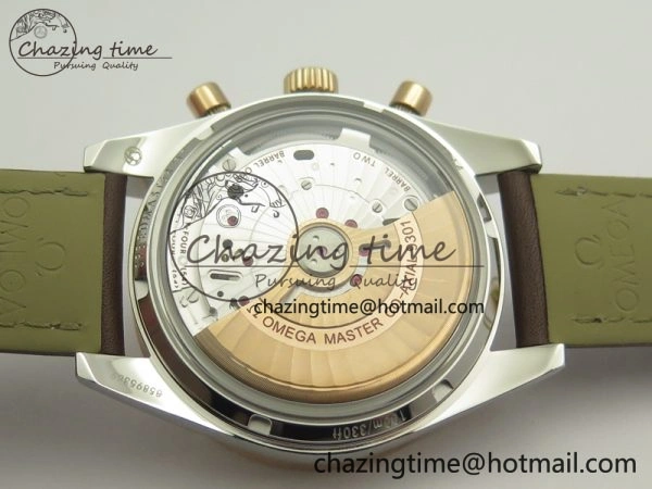 Speedmaster ’57 Co-Axial SS RG OMF 1:1 Best Edition White Dial On Leather Strap A9300 (Free Leather Strap)