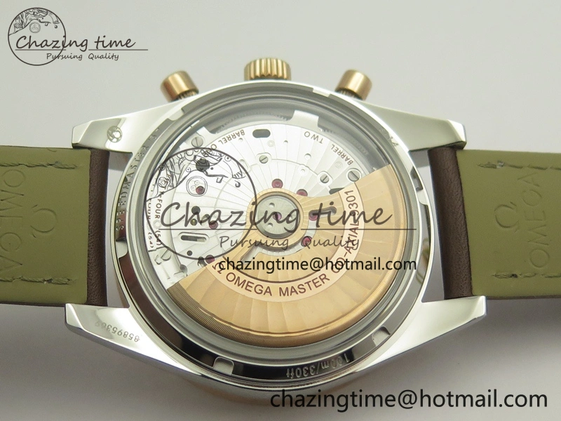 Speedmaster ’57 Co-Axial SS RG OMF 1:1 Best Edition White Dial On Leather Strap A9300 (Free Leather Strap)