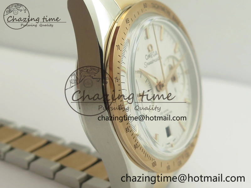 Speedmaster ’57 Co-Axial SS RG OMF 1:1 Best Edition White Dial On SS RG Bracelet A9300 (Free Leather Strap)