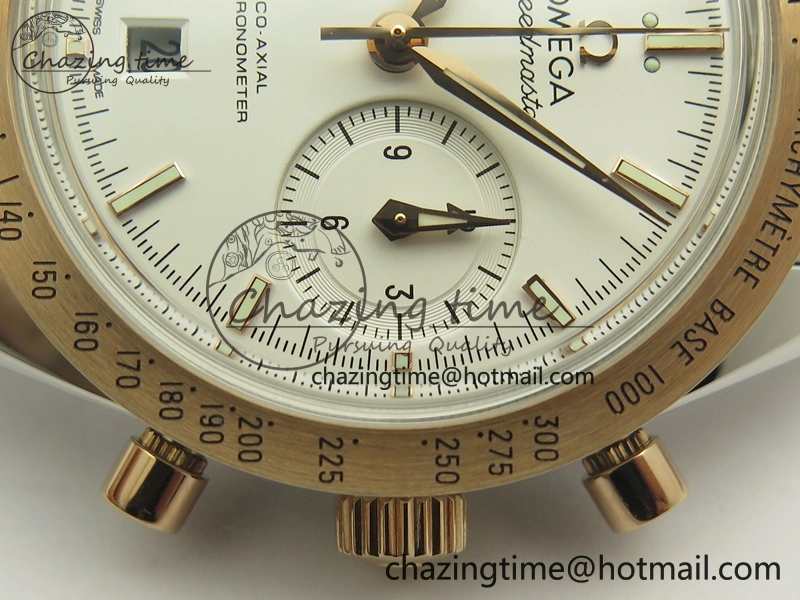 Speedmaster ’57 Co-Axial SS RG OMF 1:1 Best Edition White Dial On SS RG Bracelet A9300 (Free Leather Strap)