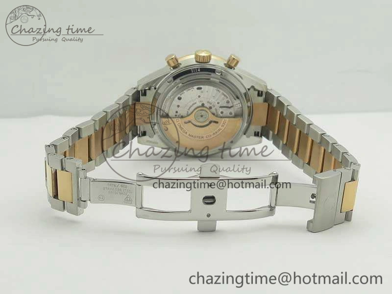 Speedmaster ’57 Co-Axial SS RG OMF 1:1 Best Edition White Dial On SS RG Bracelet A9300 (Free Leather Strap)