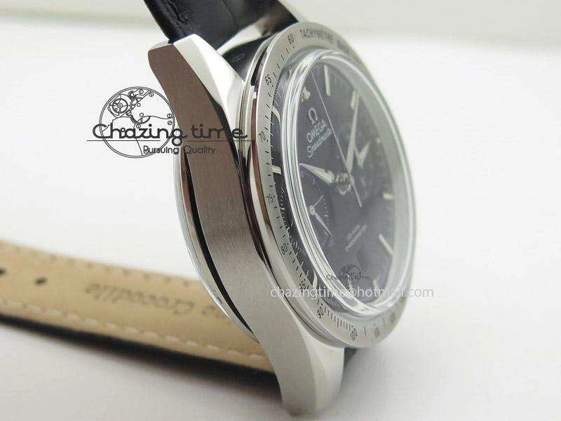 Speedmaster ’57 SS Chrono AXF Best Edition Black Dial On Black Leather Strap A7750