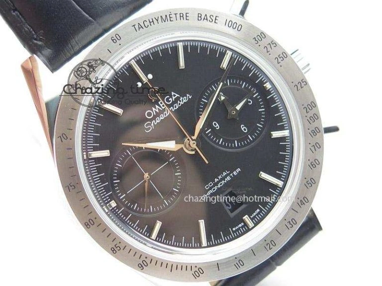 Speedmaster ’57 SS Chrono AXF Best Edition Black Dial On Black Leather Strap A7750