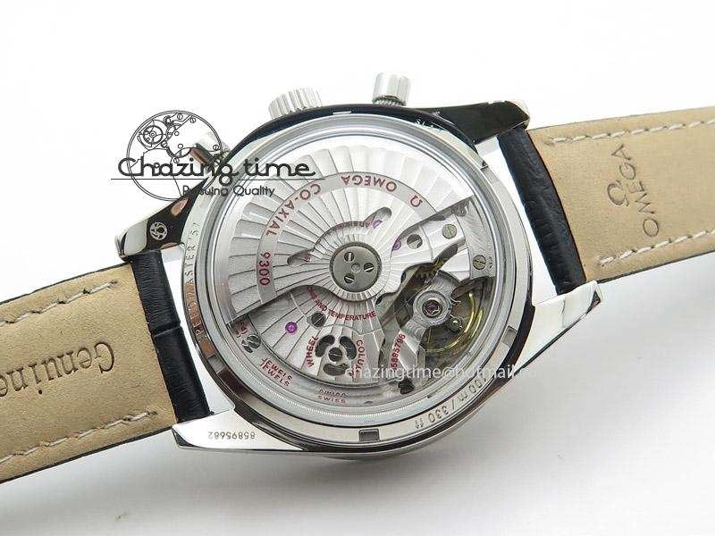 Speedmaster ’57 SS Chrono AXF Best Edition Black Dial On Black Leather Strap A7750