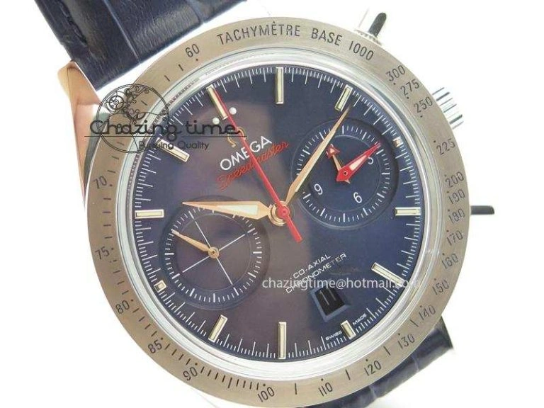 Speedmaster ’57 SS Chrono AXF Best Edition Blue Dial on Blue Leather Strap A7750