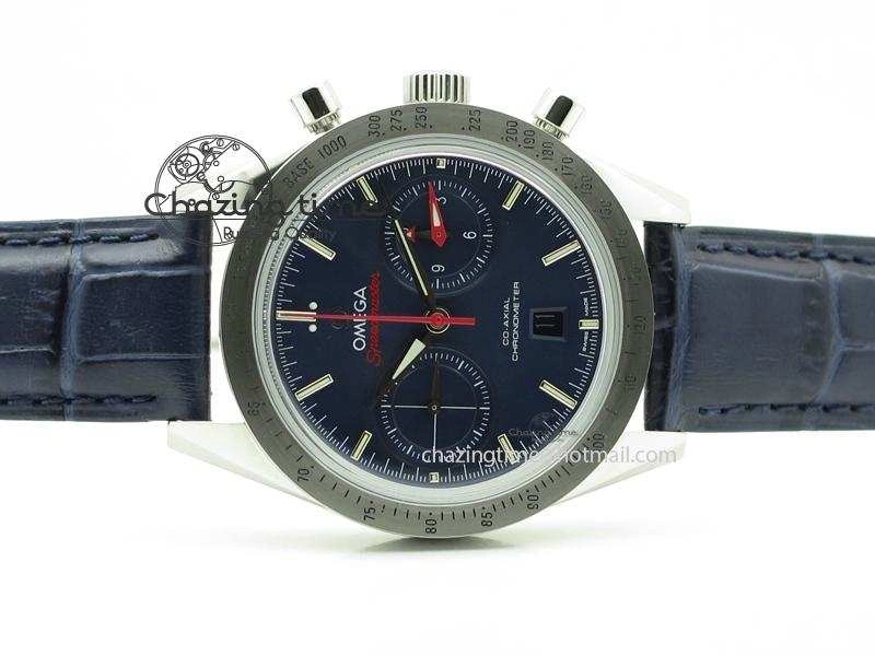 Speedmaster ’57 SS Chrono AXF Best Edition Blue Dial on Blue Leather Strap A7750