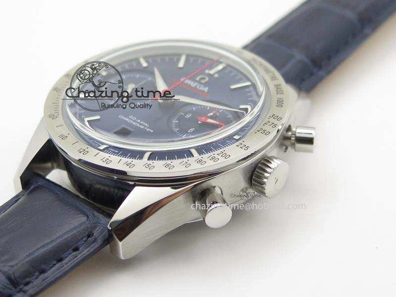 Speedmaster ’57 SS Chrono AXF Best Edition Blue Dial on Blue Leather Strap A7750