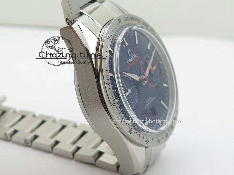 Speedmaster ’57 SS Chrono AXF Best Edition Blue Dial on SS Bracelet A7750 (Free Leather Strap)