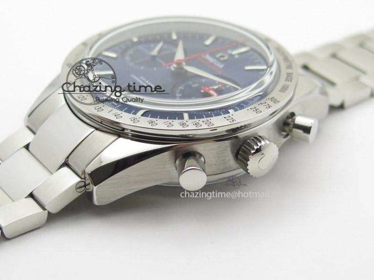 Speedmaster ’57 SS Chrono AXF Best Edition Blue Dial on SS Bracelet A7750 (Free Leather Strap)