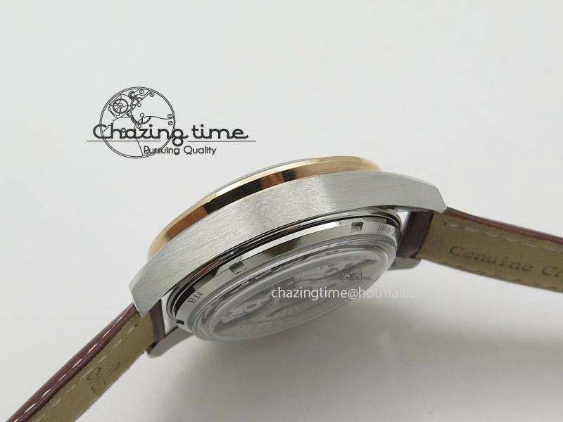 Speedmaster ’57 SS Chrono AXF Best Edition RG Bezel Black Dial on Brown Leather Strap A7750