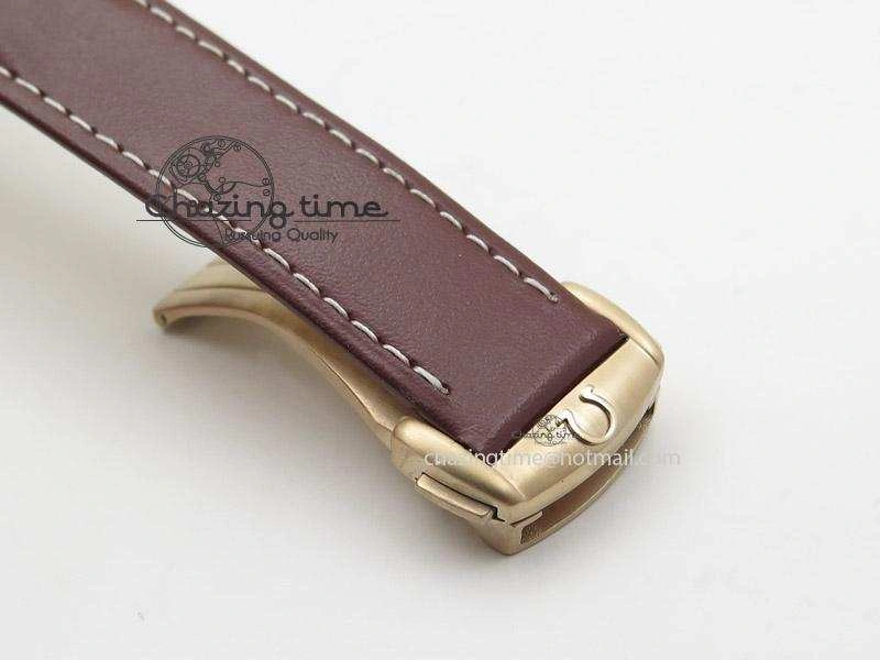Speedmaster ’57 SS Chrono AXF Best Edition RG Bezel Black Dial on Brown Leather Strap A7750