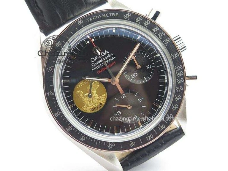 Speedmaster Apollo 11 On Black Leather Strap Manual Winding Chrono Movement