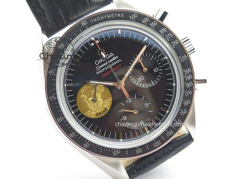 Speedmaster Apollo 11 On Black Leather Strap Manual Winding Chrono Movement