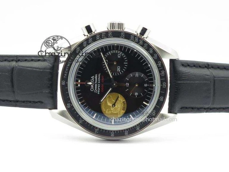 Speedmaster Apollo 11 On Black Leather Strap Manual Winding Chrono Movement