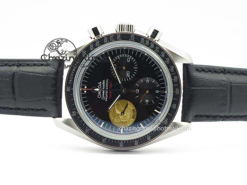 Speedmaster Apollo 11 On Black Leather Strap Manual Winding Chrono Movement