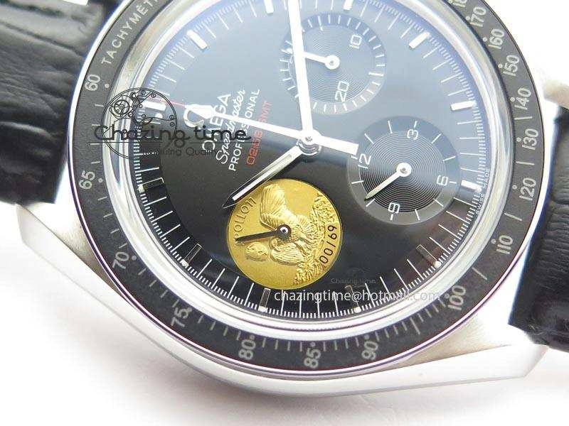 Speedmaster Apollo 11 On Black Leather Strap Manual Winding Chrono Movement