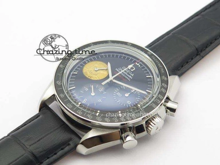 Speedmaster Apollo 11 On Black Leather Strap Manual Winding Chrono Movement