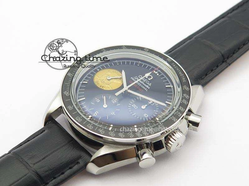Speedmaster Apollo 11 On Black Leather Strap Manual Winding Chrono Movement