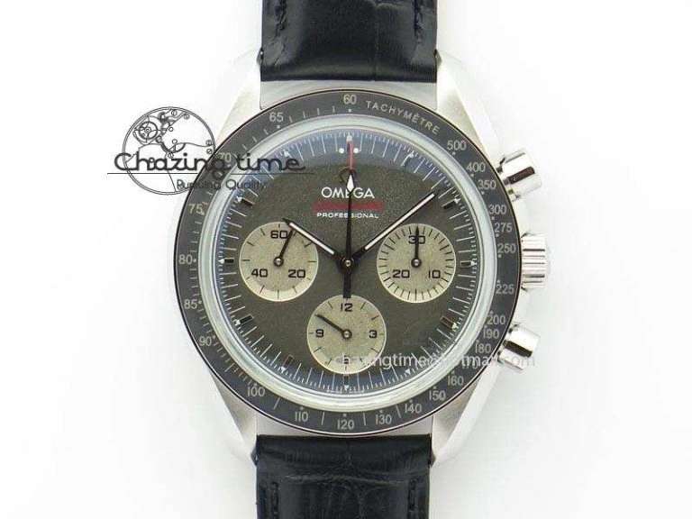 Speedmaster Apollo XVII Gray Dial On Black Leather Strap Manual Winding Chrono Movement